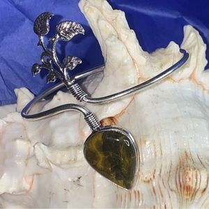 Ocean Jasper statement leaves teardrop cuff